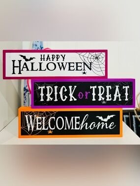 Halloween Wooden Signs - Purple, Orange, or Pink